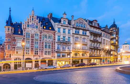 Architecture of Brussels Cityscape old town builduing skyline in Brussels downtown Belgium Benelux Eu. EU Begium city landmark and shopping center for tourism and travel destination concept.