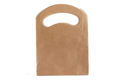Kraft paper packaging bag, eco packaging on white background