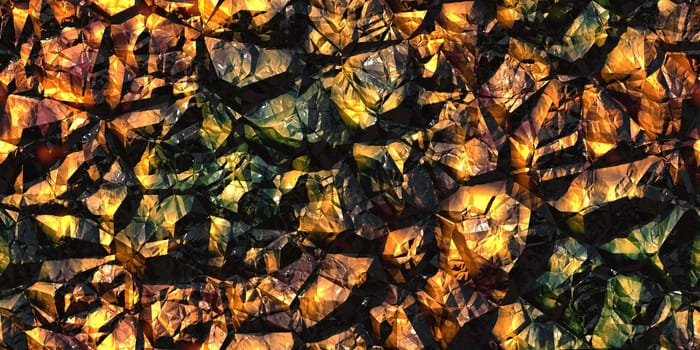 Yellow black shiny colors rock stone texture. Crystal gem wall background. Gemstone seamless pattern.