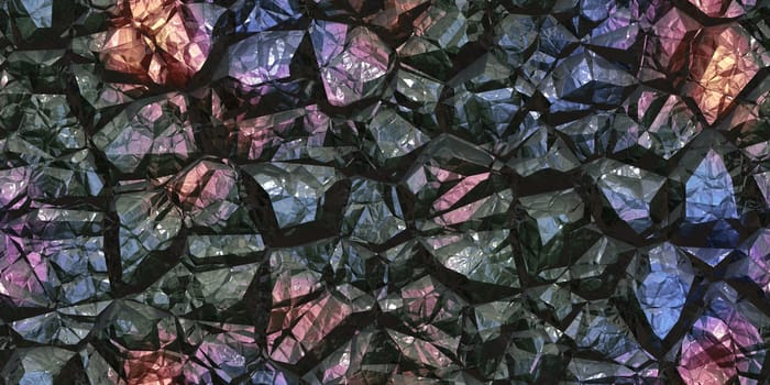 Black Crystal gem wall background. Gemstone seamless pattern. Shiny colors rock stone texture.