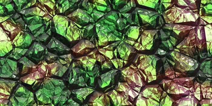 Green shiny colors rock stone texture. Crystal gem wall background. Gemstone seamless pattern.