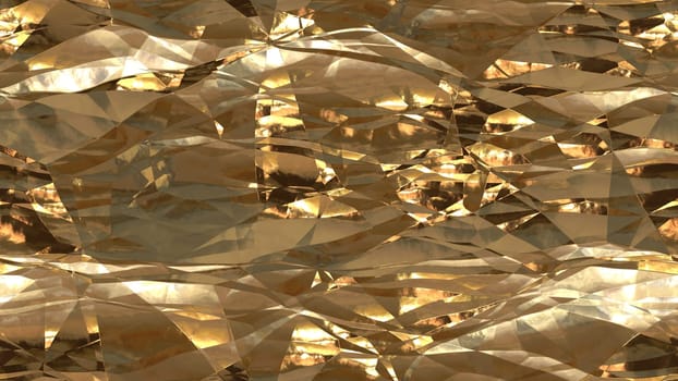 Bronze shiny crumpled metallic foil seamless background texture surface.