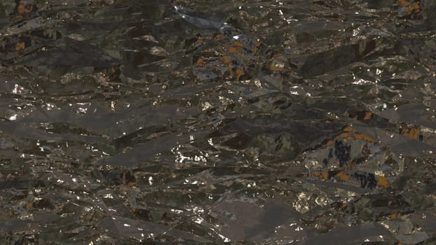 Gray shiny crumpled metallic foil seamless background texture surface.