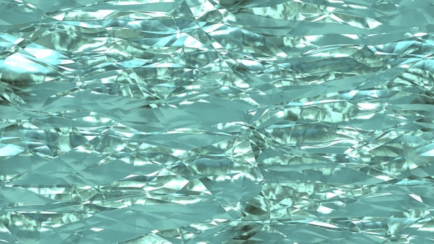 Pistachio shiny crumpled metallic foil seamless background texture surface.
