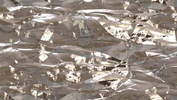 Light rose shiny crumpled metallic foil seamless background texture surface.
