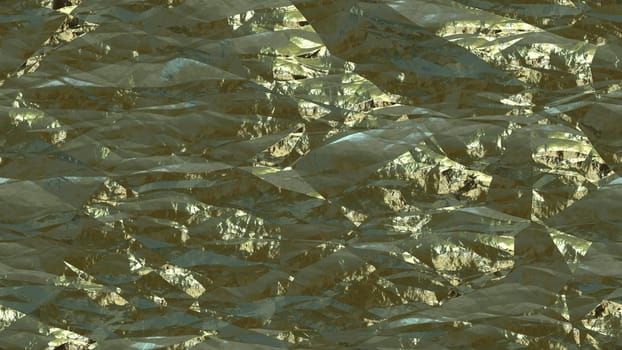 Gold shiny crumpled metallic foil seamless background texture surface.