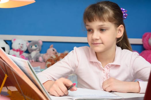 Student does homework at home in distance learning