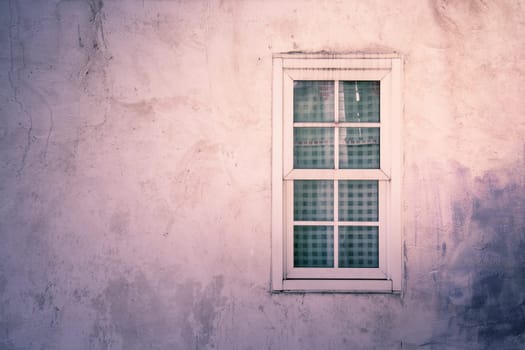 light on Vintage window on nice color cement wall can be used for background
