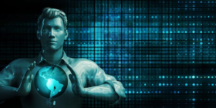 Youth Holding Globe Future Technology Theme Concept