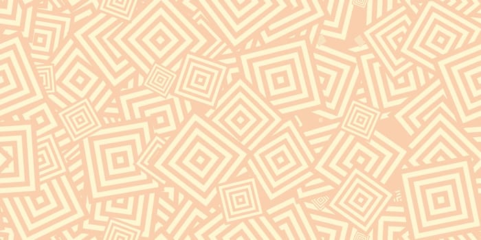 Beige Squares Сoncentric Polygons Backgrounds. Seamless Hypnotic Psychedelic Compositions.