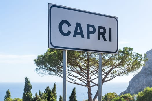 Sign in Capri island in a beautiful summer day in Italy