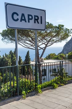 Sign in Capri island in a beautiful summer day in Italy