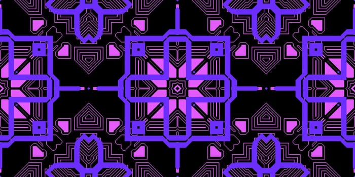 Purple Lilac Seamless Techno Lines Pattern. Futuristic Geometry Background. Laser Technical Design Texture.