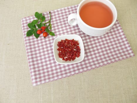 Red rose hip tea, fruit tea from rosehip peel