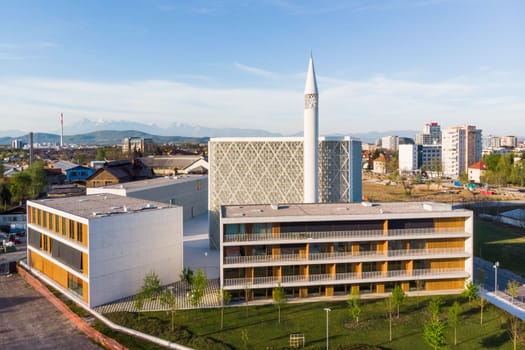 Modern archiecture of islamic religious cultural centre under construction in Ljubljana, Slovenia, Europe.