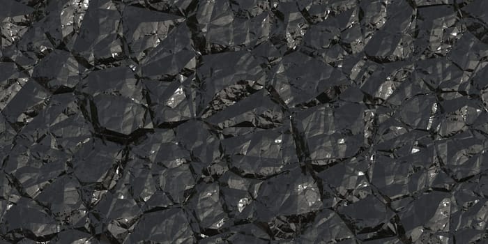 Black crystal gem wall background. Gemstone seamless pattern. Shiny colors rock stone texture.