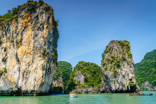 Boats near Koh Hong Island in Andaman Sea in Thailand