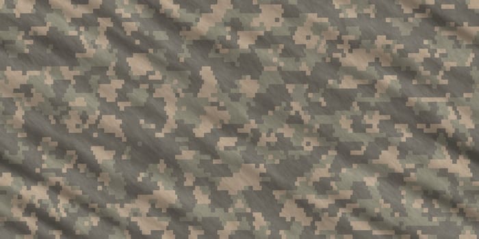 Weathered Green Army Camouflage Background. Military Camo Clothing Texture. Seamless Combat Uniform.