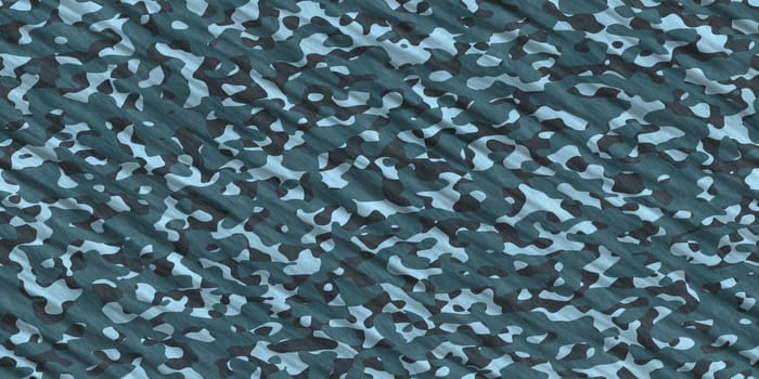 Sea Green Blue Army Camouflage Background. Military Uniform Clothing Texture. Seamless Combat Uniform.