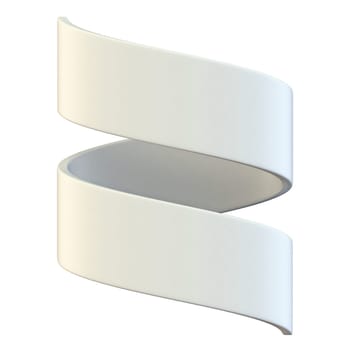 White blank helix ribbon tag label 3D render illustration isolated on white background