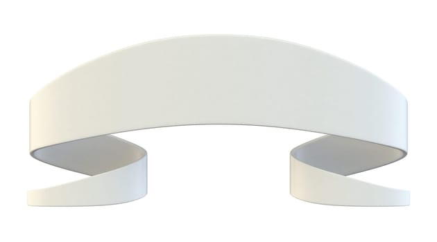 White blank ribbon tag label 3D render illustration isolated on white background