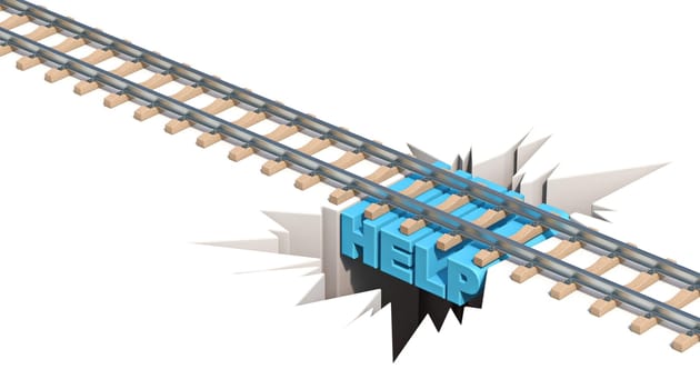 Railway danger Help concept 3D render illustration isolated on white background