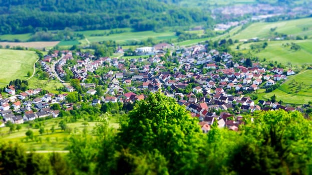 Small German village in tilt shift effect