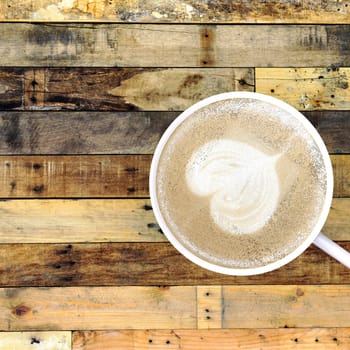 The 3d rendering of coffee with nice flower foam on the table