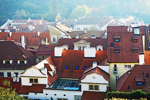 Roofs in Prague, Czech Republic