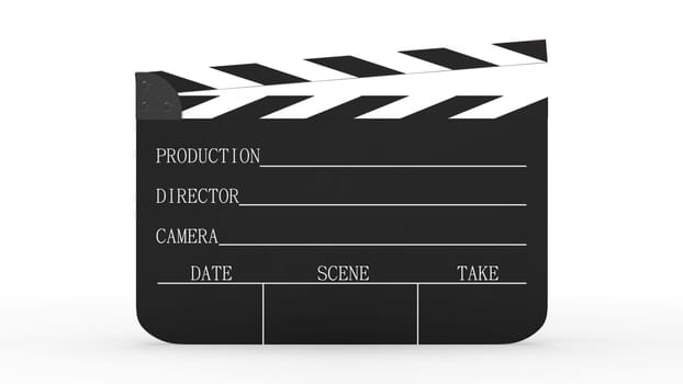 The 3d rendering of Clapper board icon in flat style