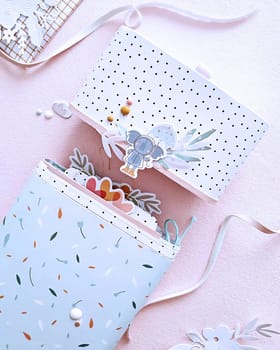 scrapping crafts with natural colors and accessories