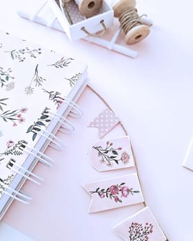 scrapping crafts with natural colors and accessories