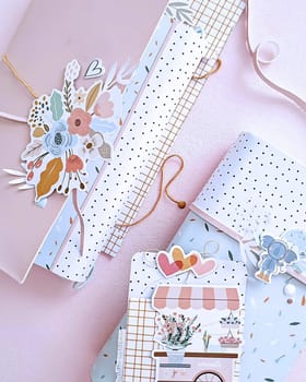 scrapping crafts with natural colors and accessories