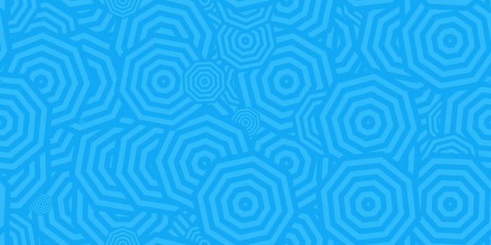 Blue Octagons Сoncentric Polygons Backgrounds. Seamless Hypnotic Psychedelic Compositions.