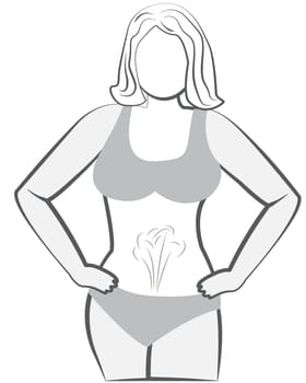 Bloating and excess gas in stomach or intestine vector illustration