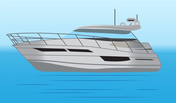 Boat sailing in a sea vector illustration