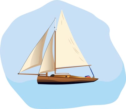Boat sailing in a sea vector illustration on a white background