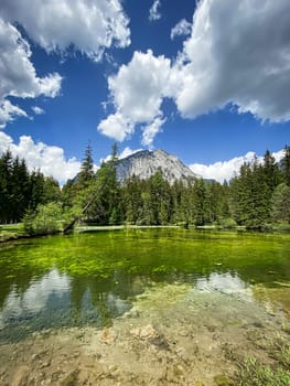 Green Lake Austria, temporary lake with meltwater in Austria