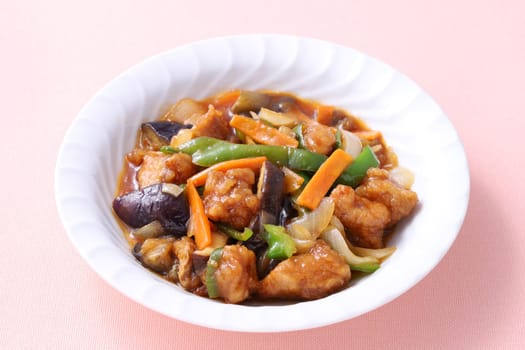 sweet and sour pork in a dish, Subuta
