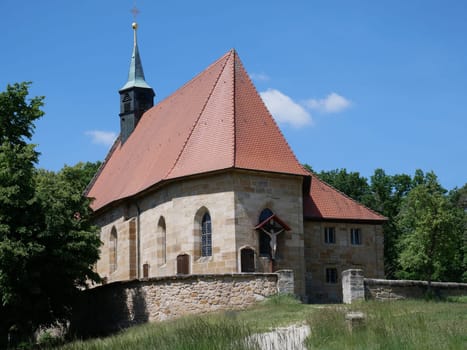Hallerndorf Kreuzberg Jakobsweg Wallfahtskapelle Wallfahrtskirche Kapelle Kirche Heilig Kreuz Kreuz Pilgrimage site Pilger Kreuzbergkirche Kreuzbergkapelle Kreuz Kreuz Pfarrei Oberfranken Franken Bayern Bier Gothic mountain Brauerei Katholisch Unterer
