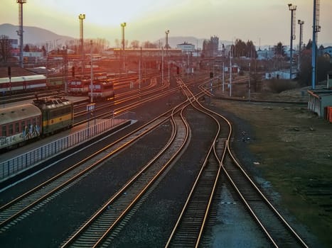 Ralroad station at sunset