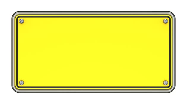 Yellow blank sign 3D render illustration isolated on white background