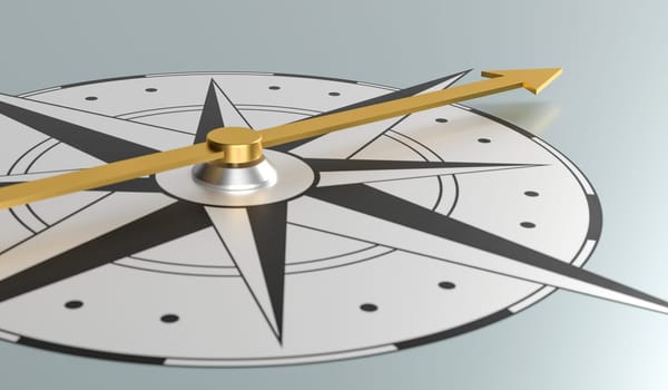 Closeup of compass - 3d rendering