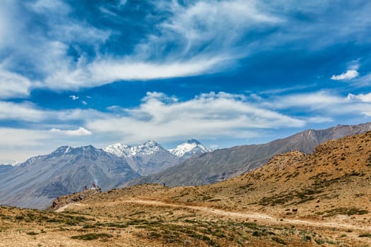 Himalayan landscape of Spiti valley. Himachal Pradesh, India