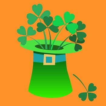 Leprechaun hat with a Shamrock inside Patricks day symbol tale