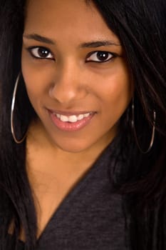 young beautiful woman closeup portrait, studio shot