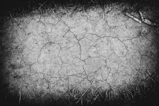 the surface of the crack,clay texture or background,black and white