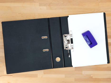 A close up shot of an A4 ring binder