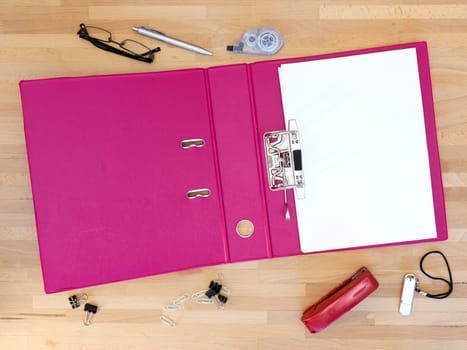 A close up shot of an A4 ring binder