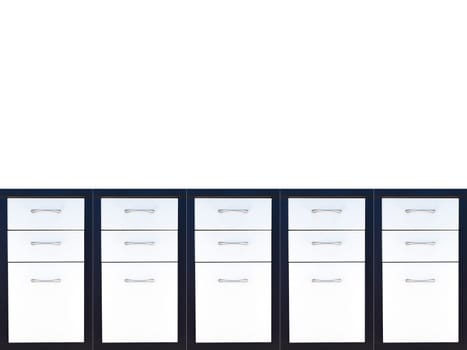 A close up shot of a set of office drawers